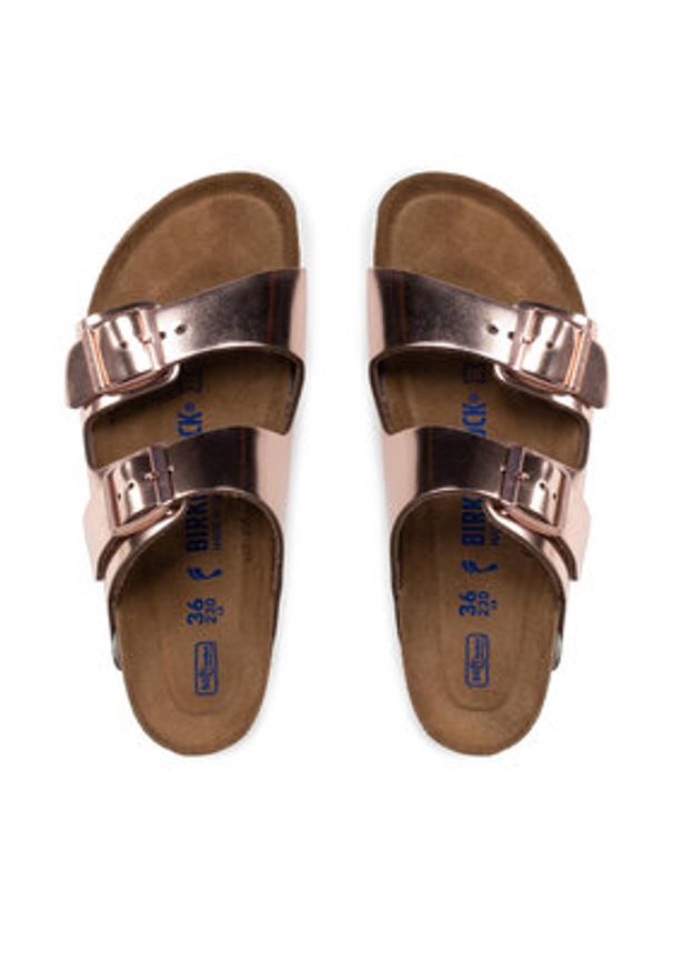 Birkenstock Klapki Arizona Metallic 0952093 Różowy. Kolor: różowy. Materiał: skóra
