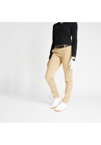 INESIS - Spodnie do golfa MW500 damskie. Kolor: beżowy. Materiał: materiał, bawełna, poliester, elastan. Sport: golf #1