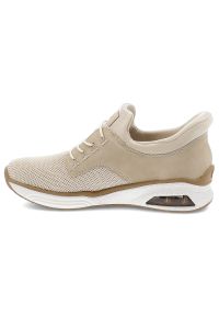 Beżowe Sneakersy Rieker Stylowe Wsuwane Obuwie Damskie. Okazja: na co dzień. Zapięcie: bez zapięcia. Kolor: beżowy. Materiał: materiał. Szerokość cholewki: normalna. Sport: turystyka piesza