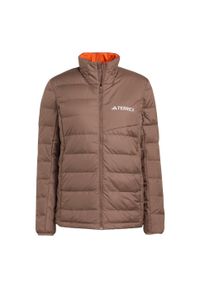 Adidas - Kurtka Terrex Multi Light Down CLIMAWARM. Kolor: brązowy. Materiał: puch. Technologia: ClimaWarm (Adidas). Sport: turystyka piesza