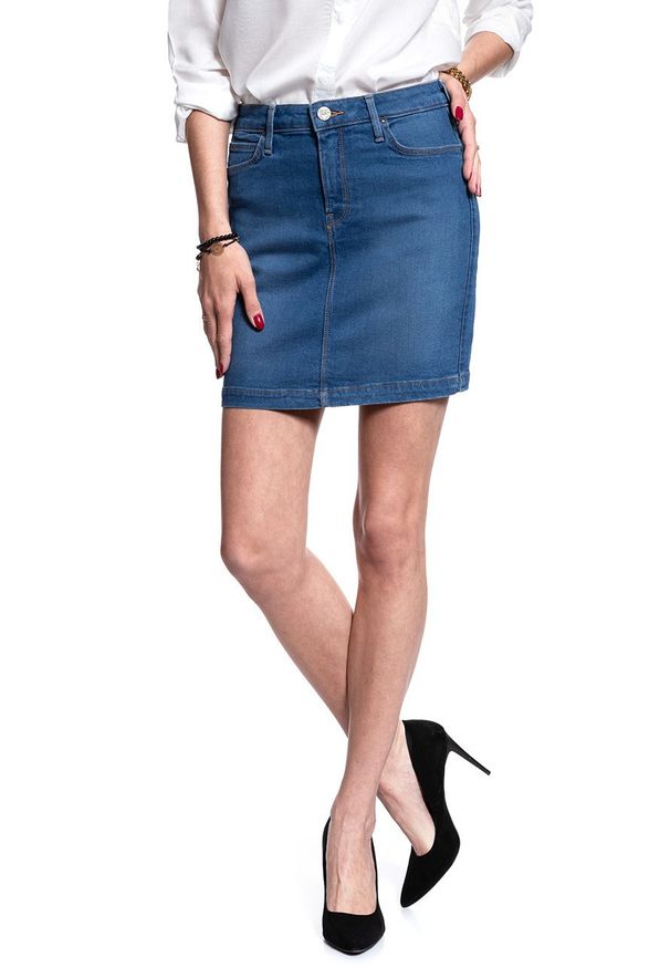 Lee - SPÓDNICA JEANSOWA LEE MID SKIRT MID BELLEVUE L38JLTGX 112108224. Materiał: jeans