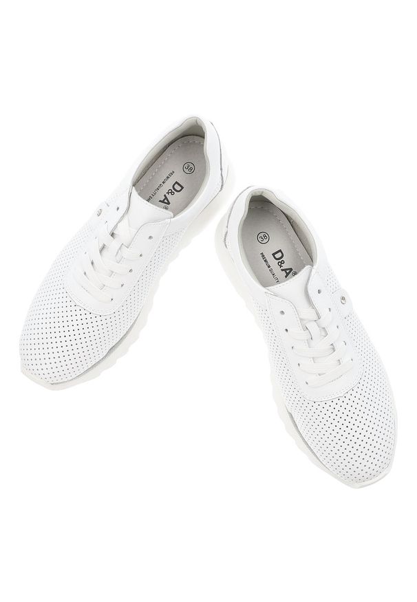 Białe Sneakersy S.Barski Modne Ażurowe Obuwie Damskie. Okazja: na co dzień. Zapięcie: sznurówki. Kolor: biały. Materiał: skóra. Szerokość cholewki: normalna. Wzór: ażurowy. Styl: elegancki, sportowy, casual, klasyczny