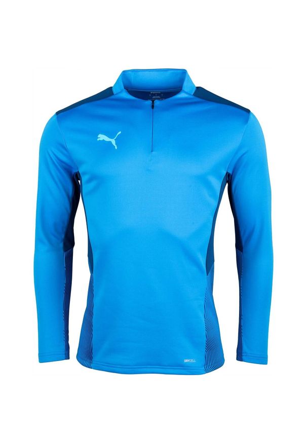 Bluza Puma Teamcup 14 Zip Top, Mężczyźni. Kolor: niebieski. Materiał: poliester, materiał