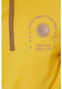 medicine - Medicine bluza męska kolor żółty z kapturem z aplikacją. Okazja: na co dzień. Typ kołnierza: kaptur. Kolor: żółty. Wzór: aplikacja. Styl: casual