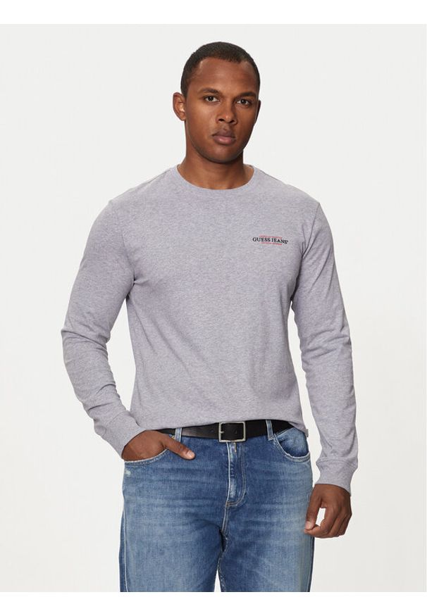 Guess Jeans Longsleeve M4YI54 K8HM0 Szary Slim Fit. Kolor: szary. Materiał: bawełna. Długość rękawa: długi rękaw