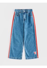 Reserved - Jeansy super wide leg z lampasami - niebieski. Kolor: niebieski #1