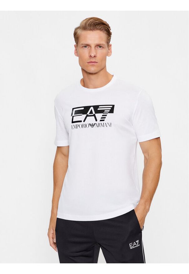 T-Shirt EA7 Emporio Armani. Kolor: biały. Materiał: bawełna