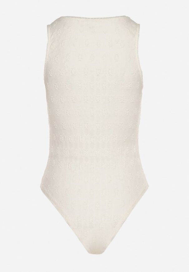 Born2be - Beżowe Body Ozdobione Kokardkami Ovilene. Okazja: na co dzień. Typ kołnierza: kokarda. Kolor: beżowy. Materiał: jeans. Wzór: aplikacja. Styl: klasyczny, casual