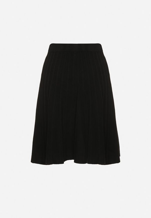 Born2be - Czarna Rozkloszowana Spódnica z Kaszmirem i Wysokim Stanem Agrea. Okazja: na co dzień. Stan: podwyższony. Kolor: czarny. Materiał: kaszmir. Styl: casual, elegancki