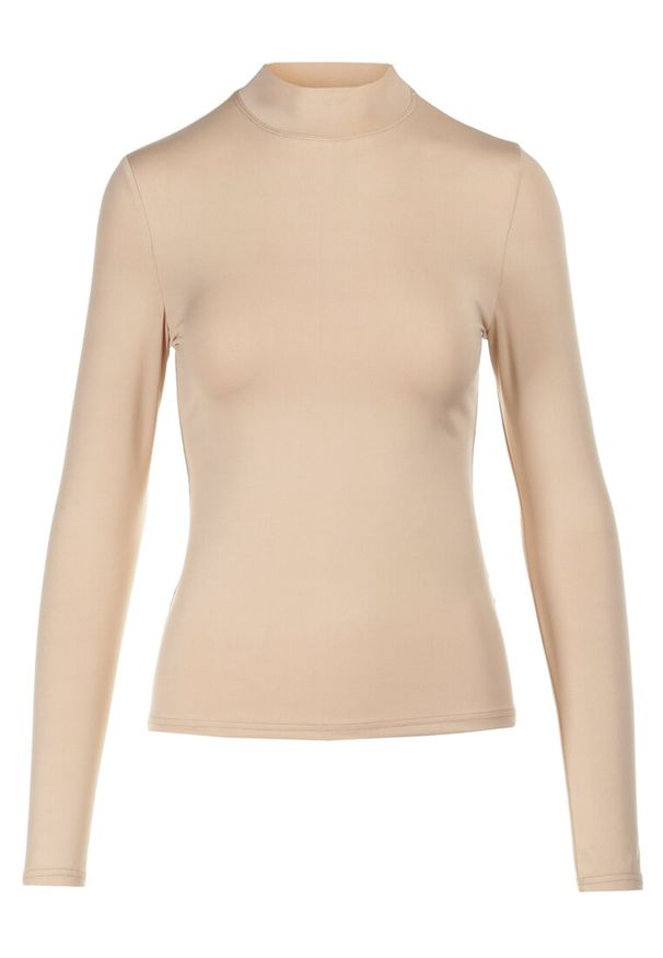 Born2be - Jasnobeżowa Bluzka z Półgolfem Risevera. Typ kołnierza: golf. Kolor: beżowy. Materiał: dzianina. Długość rękawa: długi rękaw. Długość: długie. Wzór: gładki, jednolity