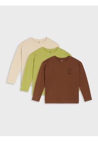 Sinsay - Koszulki z długimi rękawami 3 pack - beżowy. Kolor: beżowy. Długość rękawa: długi rękaw. Długość: długie #1