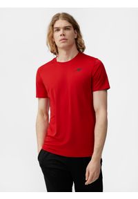 4f - Koszulka treningowa szybkoschnąca męska. Kolor: czerwony. Materiał: włókno, dzianina, skóra. Sport: fitness #1