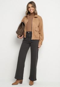 Born2be - Ciemnoszare Szerokie Jeansy z Wysokim Stanem Vetiluna. Okazja: na co dzień. Stan: podwyższony. Kolor: szary. Styl: casual, elegancki #6