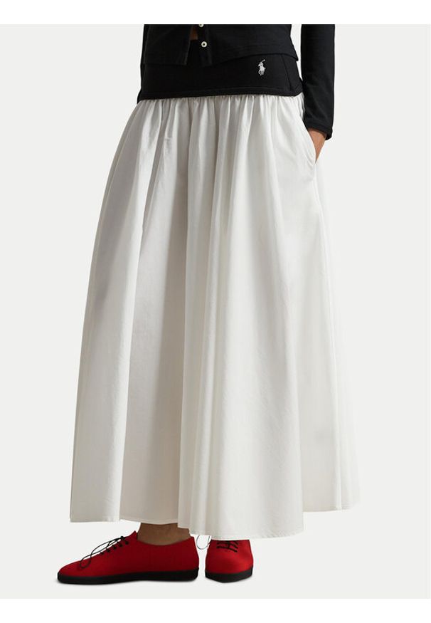 Polo Ralph Lauren Spódnica trapezowa 211A96329002 Biały Regular Fit. Kolor: biały. Materiał: bawełna