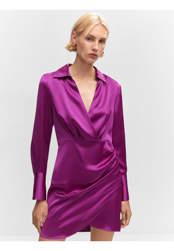 mango - Mango Sukienka elegancka Pesto 57054433 Fioletowy Regular Fit. Kolor: fioletowy. Materiał: syntetyk. Styl: elegancki