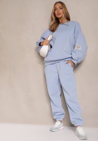 Renee - Niebieski Komplet Dresowy z Polarową Podszewką Bluza i Joggery Ziline. Kolor: niebieski. Materiał: polar, dresówka