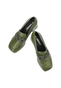 Zielone Półbuty Karino Eleganckie Skórzane Buty Na Obcasie. Kolor: zielony. Materiał: skóra. Szerokość cholewki: normalna. Obcas: na obcasie. Styl: elegancki. Wysokość obcasa: średni #3