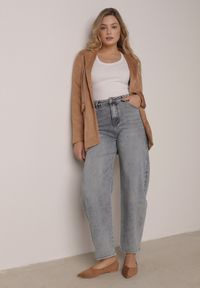 Born2be - Jasnoniebieskie Bawełniane Jeansy o Kroju Barrel Leg z Wysokim Stanem Vimariele. Okazja: na co dzień. Stan: podwyższony. Kolor: niebieski. Styl: casual, klasyczny, boho #1