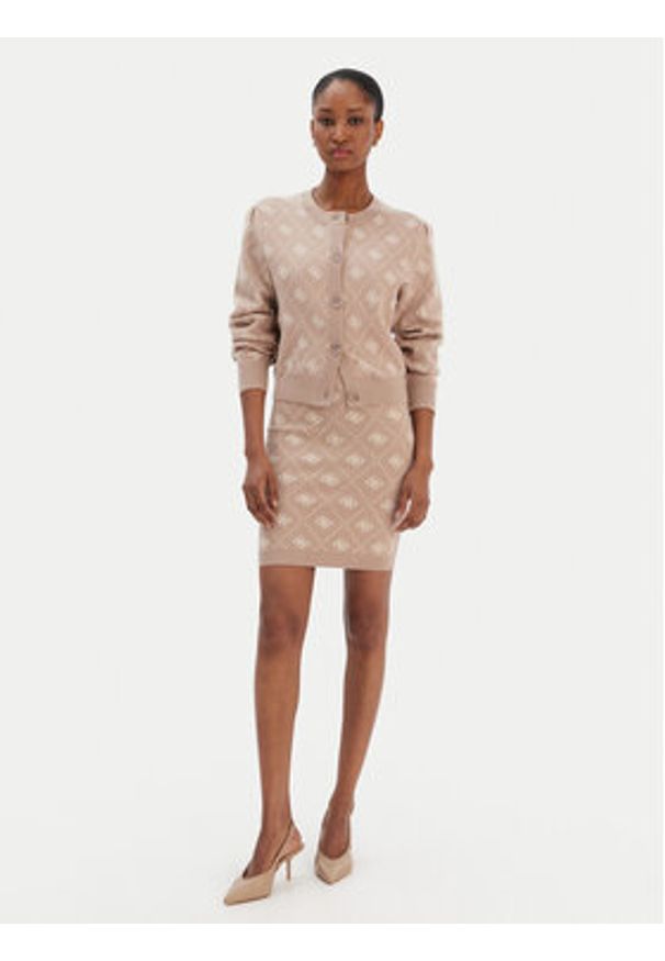 Guess Kardigan W4BR0D Z3JD2 Beżowy Regular Fit. Kolor: beżowy. Materiał: syntetyk