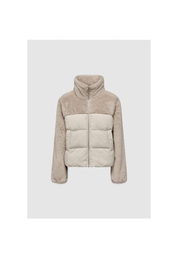only - Kurtka puchowa Kobieta ONLY ONLWANJA FUR PUFFER MIX JACKET NOOS OT. Kolor: beżowy. Materiał: puch. Sezon: zima