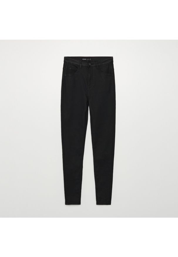 Cropp - Jeansy high waist skinny - Czarny. Stan: podwyższony. Kolor: czarny. Materiał: jeans