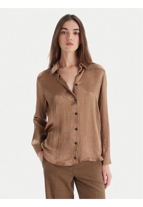 Marella Koszula Matita 2525116091 Beżowy Regular Fit. Kolor: beżowy. Materiał: syntetyk