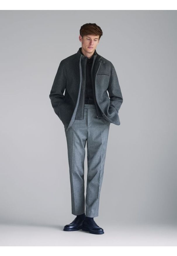 Reserved - Marynarka regular fit - ciemnoszary. Kolor: szary. Materiał: tkanina