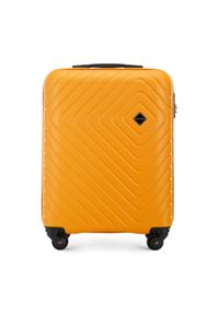 Wittchen - Walizka kabinowa z ABS-u z geometrycznym tłoczeniem pomarańczowa. Kolor: pomarańczowy. Materiał: poliester. Wzór: geometria #1