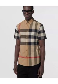Burberry - BURBERRY - Bawełniana koszula w kratkę. Kolor: beżowy. Materiał: bawełna. Wzór: kratka. Styl: klasyczny, vintage