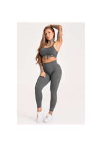 GYM GLAMOUR - Legginsy fitness damskie Gym Glamour push up 2.0. Kolor: szary. Sport: fitness