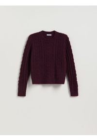 Reserved - Sweter z dodatkiem wełny - ciemnofioletowy. Kolor: fioletowy. Materiał: wełna