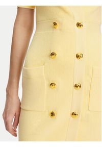 Elisabetta Franchi Sukienka dzianinowa AM-66S-51E2 Żółty Regular Fit. Kolor: żółty. Materiał: wiskoza