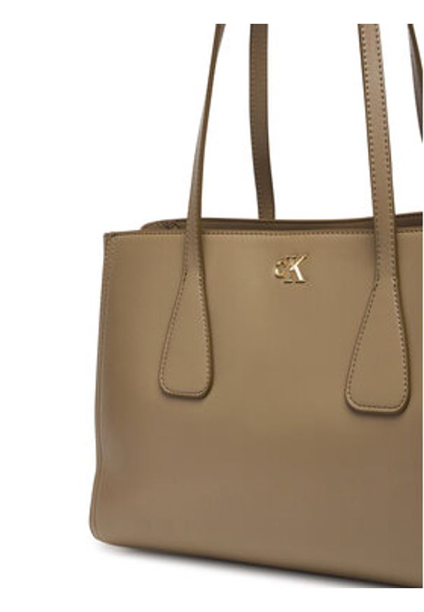 Calvin Klein Torebka Ck Medium Work Tote LV04F3442G Beżowy. Kolor: beżowy. Materiał: skórzane