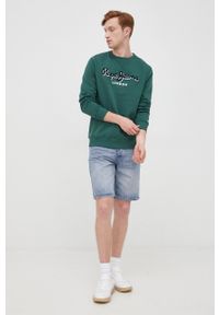 Pepe Jeans bluza bawełniana męska kolor zielony z aplikacją. Kolor: zielony. Materiał: bawełna. Wzór: aplikacja #4