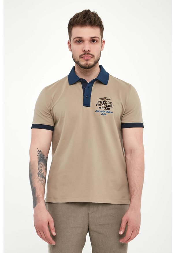 Aeronautica Militare - Polo męskie z haftem AERONAUTICA MILITARE. Typ kołnierza: polo. Wzór: haft