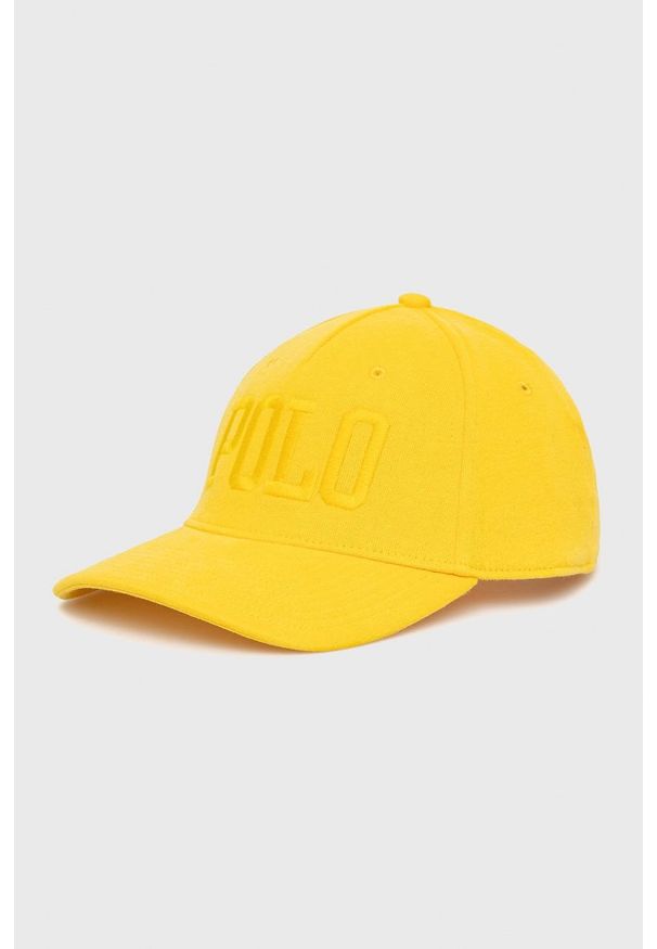 Polo Ralph Lauren czapka 710865187001 kolor żółty gładka. Kolor: żółty. Wzór: gładki