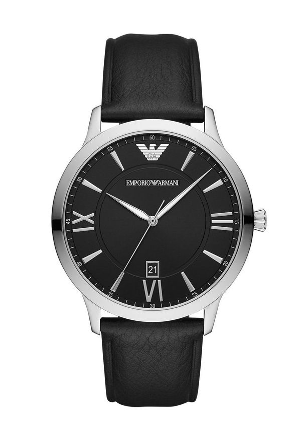 Emporio Armani - Zegarek AR11210. Kolor: czarny. Materiał: materiał, skóra