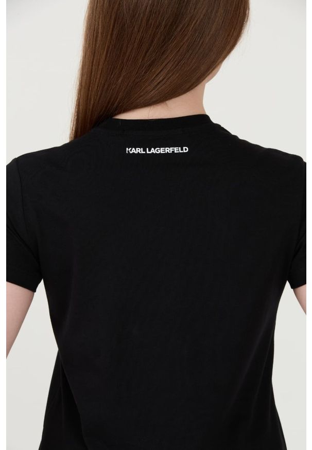 Karl Lagerfeld - KARL LAGERFELD Czarny t-shirt Rhinestone Logo. Kolor: czarny