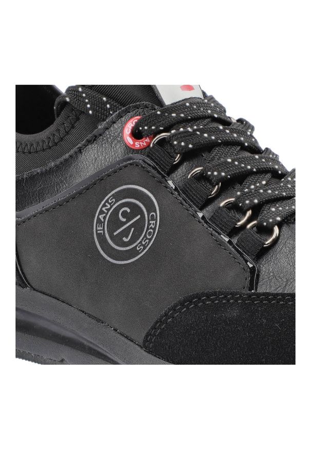 Czarne Sneakersy Cross Jeans Damskie Sportowe Buty. Okazja: na uczelnię. Kolor: czarny. Materiał: skóra ekologiczna, materiał. Szerokość cholewki: normalna. Wzór: aplikacja. Styl: sportowy