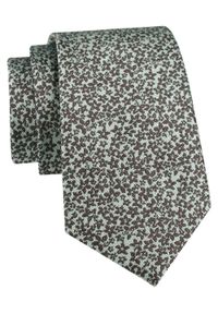 Krawat Męski - Beż w Drobne, Brązowe Kwiatki - Alties. Kolor: brązowy, beżowy, wielokolorowy. Materiał: tkanina. Wzór: kwiaty. Styl: wizytowy, elegancki #1