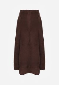 Born2be - Brązowa Rozkloszowana Spódnica z Imitacji Zamszu Basara. Okazja: na co dzień, na spotkanie biznesowe, do pracy. Kolor: brązowy. Materiał: zamsz. Styl: casual, biznesowy, elegancki, klasyczny #2