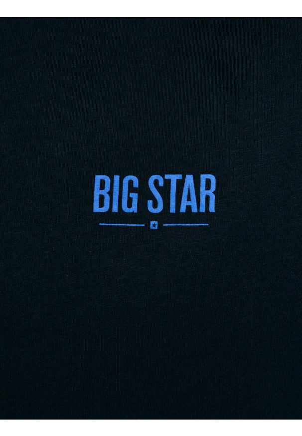 Big-Star - Koszulka męska z nadrukiem granatowa Tatisar 403. Kolor: niebieski. Materiał: jeans, bawełna. Długość: krótkie. Wzór: nadruk. Sezon: lato. Styl: sportowy, klasyczny