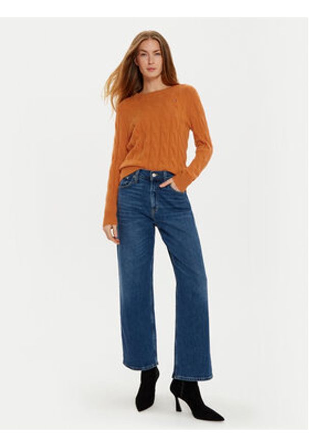 TOMMY HILFIGER - Tommy Hilfiger Sweter WW0WW43586 Pomarańczowy Regular Fit. Kolor: pomarańczowy. Materiał: wełna