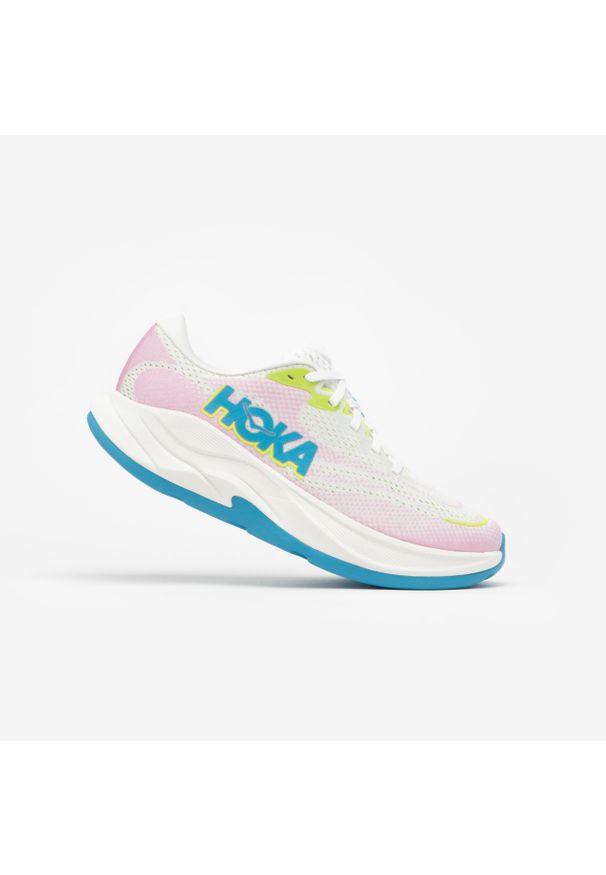 Hoka One One - Buty do biegania damskie Hoka Rincon 4. Kolor: biały, różowy, wielokolorowy. Materiał: kauczuk, żakard, materiał. Szerokość cholewki: normalna