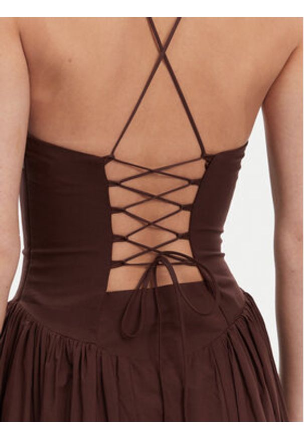 BARDOT - Bardot Sukienka wieczorowa 59786DB Brązowy Regular Fit. Kolor: brązowy. Materiał: bawełna. Styl: wizytowy