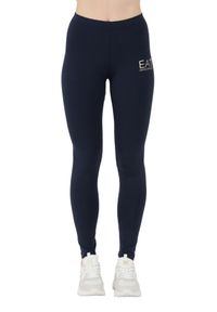 EA7 Emporio Armani - EA7 Granatowe damskie legginsy z małym logo, Rozmiar S. Kolor: niebieski #4