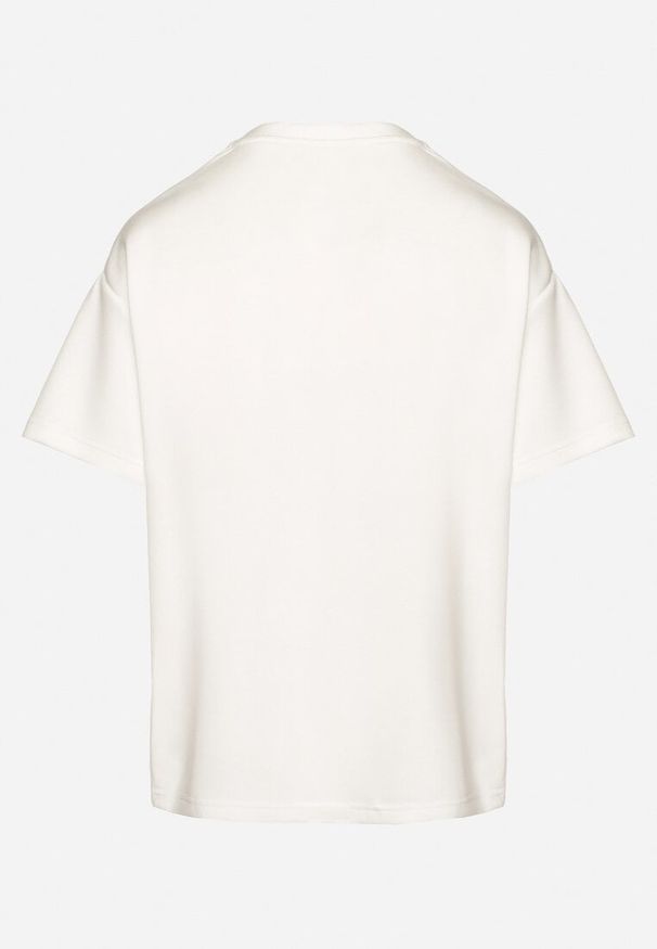 Born2be - Biały T-shirt z Trójkątnym Dekoltem Foniriela. Okazja: do pracy, na co dzień. Kolor: biały. Materiał: jeans. Styl: casual