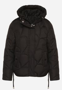 Born2be - Czarna Pikowana Kurtka z Kapturem i Bocznymi Zdobieniami Ollenea. Okazja: do pracy, na spacer, na co dzień, na spotkanie biznesowe. Typ kołnierza: kaptur. Kolor: czarny. Materiał: jeans. Wzór: aplikacja. Styl: casual, elegancki, biznesowy #5