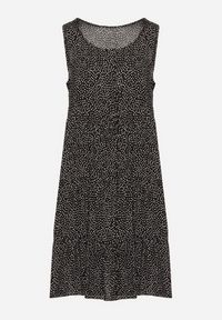 Born2be - Czarna Bawełniana Sukienka w Kropki z Falbanami Zerolia. Okazja: na spotkanie biznesowe, do pracy, na co dzień. Kolor: czarny. Materiał: bawełna. Wzór: kropki. Typ sukienki: proste. Styl: casual, klasyczny, biznesowy #7