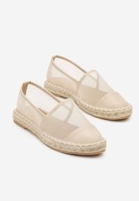 Born2be - Beżowe Siateczkowe Espadryle na Podeszwie z Plecionki Follmiriela. Okazja: na co dzień, na spotkanie biznesowe, do pracy, na spacer. Kolor: beżowy. Materiał: materiał. Wzór: kwiaty. Sezon: lato. Styl: biznesowy, klasyczny, elegancki, casual #3